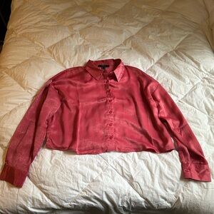 Coral Button-Up Blouse